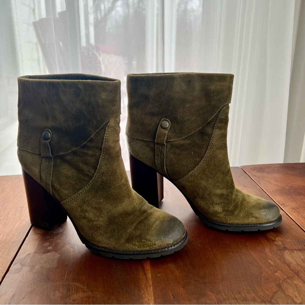Franco Sarto Olive Suede Heeled Boots